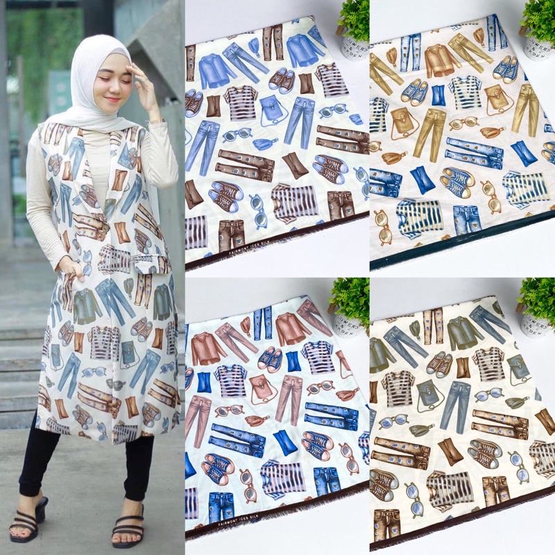 Kain Satin Maxmara Print Motif Unik