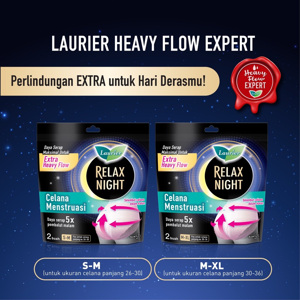 ✿ MADAME ✿ LAURIER RELAX NIGHT CELANA MENSTRUASI - PEMBALUT CELANA