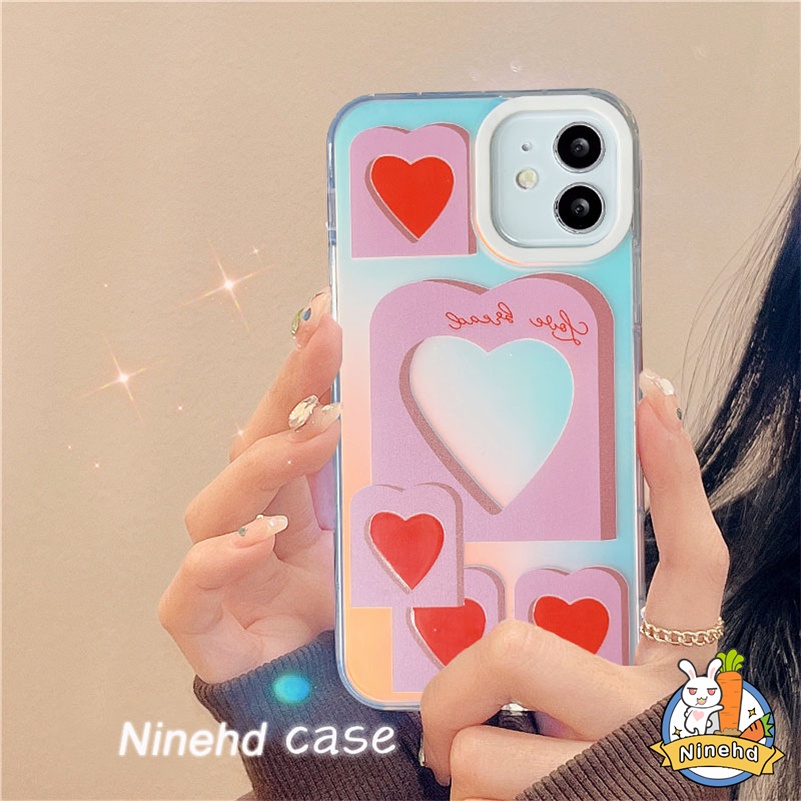 Mewah Laser Fashion Cinta Bingkai Bening iPhone Case Kompatibel Untuk Iphone14 13 12 11 Pro Max X Xr Xs Max8 7 Plus SE 2020 Akrilik Silikon Lembut Shockproof Bumper Protection Cover