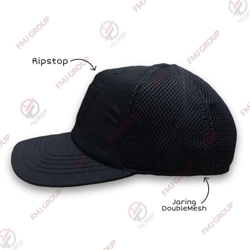 Topi Tactical Perekat Kombinasi Jaring Hitam, Krem, Abu, Hijau Olive/Pol PP