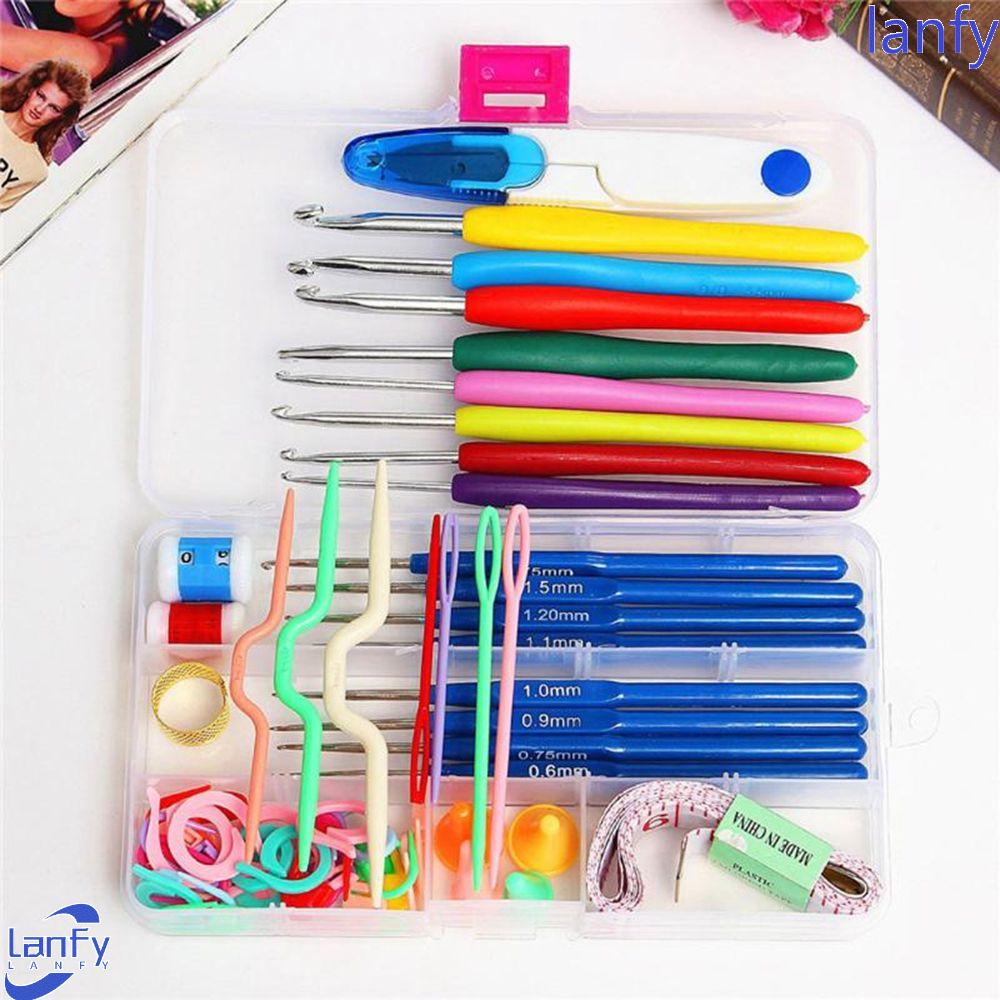 Lanfy Jarum Rajut set Aluminium 57in1 Sweater Aksesoris Jahit DIY Alat Tenun Kait Rajut Jahitan Sewing Needles