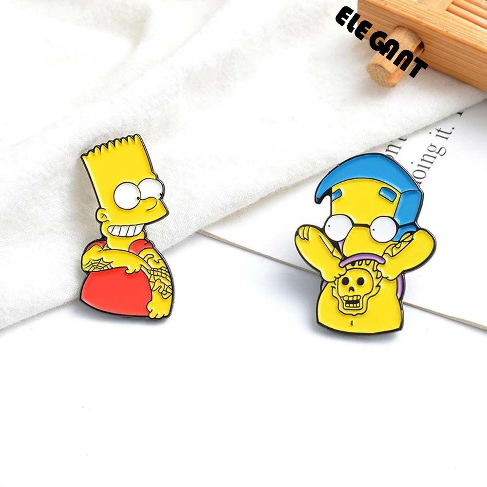 [Elegan] Simpson Bros Perhiasan Aksesoris Animasi Sitcom Kerah Bros Perhiasan Logam Pria Pin Enamel Pin