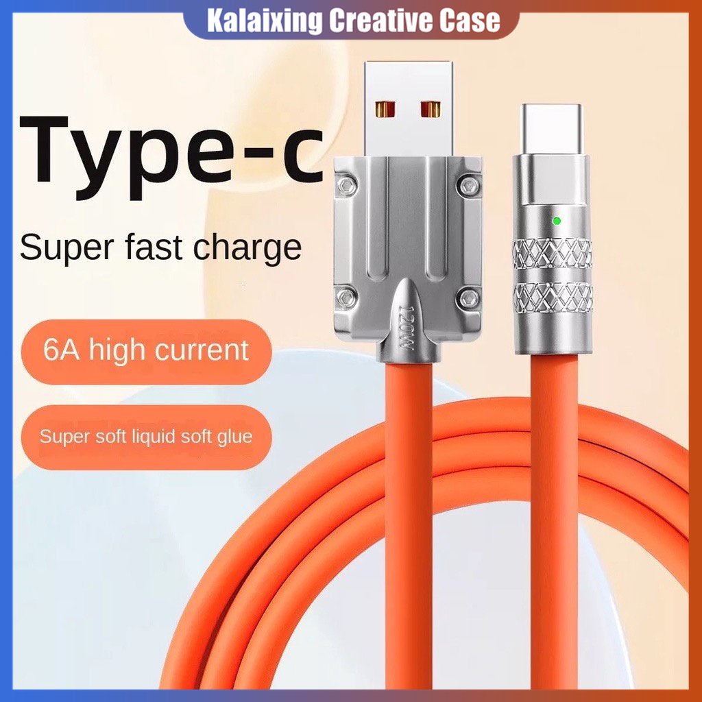 Kabel Silikon Cair USB Lembut Kualitas Premium 6A Tipe C Fast Charge Micro USB Converter