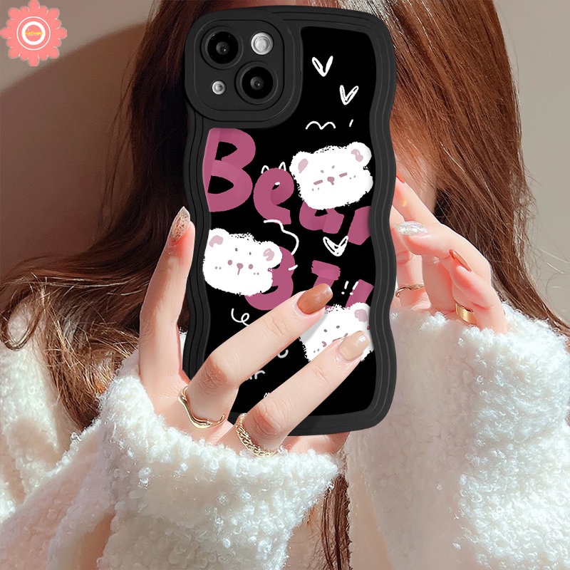 For Infinix Smart 4 6 5 Plus Hot 10 20 9 11s 10s 12i 10Lite 20s 8 12 Pro Hot 11 9 10 12 Play Note 12 G96 10 Pro Cartoon Bear Letter Cute Ghost Little Monster Wavy Edge Soft Case