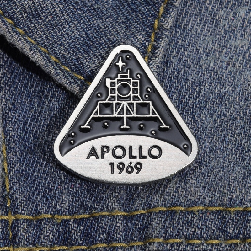 Memorial1969 Apollo Sukses Bulan Pendaratan Bros Logam Enamel Lencana Fashion Pin Perhiasan Aksesoris