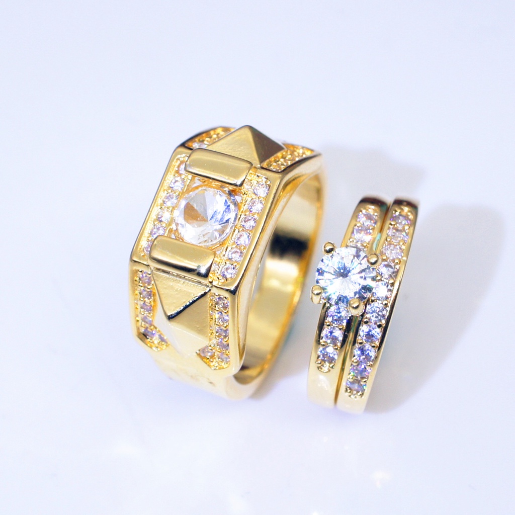 Aksesoris Perhiasan Fashion Goldkingdom Ready Stock Pecinta Emas &amp;#039; Cincin Hias Pria&amp;#039;s Dan Wanita&amp;#039; Cincin s.