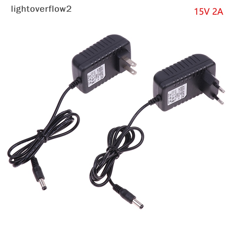 [lightoverflow2] 15v2a AC 100V-240V Converter Adapter DC 15V 2A 2000mA Power Supply EU US Plug 5.5mm x 2.1-2.5mm [ID]