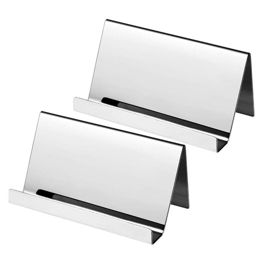 Lanfy Pemegang Kartu Nama 4warna Aksesori Meja Mode High-End Stainless Steel Perlengkapan Kantor Memo Card Holder