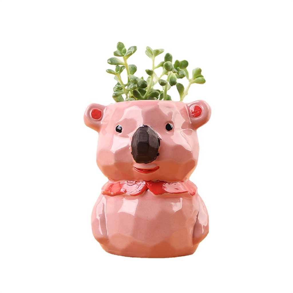 Panda Pot Tanaman Sukulen Keramik, Pot Bunga Rubah Beruang Panda Lucu, Pot Kaktus, Pot Bunga Bonsai Dekorasi Rumah Kreatif (Tanpa Tanaman)