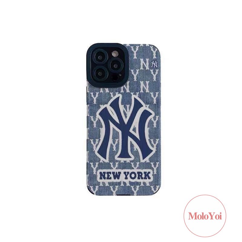 Casing Stiker Tekstur Gaya Eropa Dan Amerika Trendi Merek NEW YORK Kompatibel Untuk IPhone XR X XS Max7 8 Plus 14 12 11 13 Pro Max 7Plus Ponsel Kulit Mewah Soft Cover