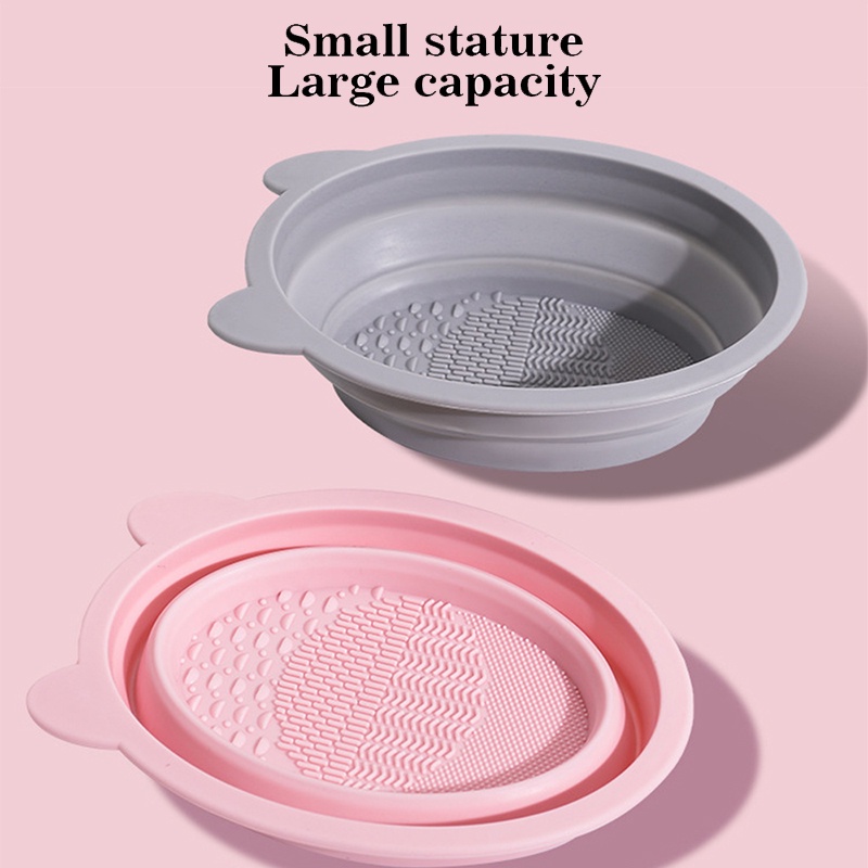 Sikat Lipat Silikon Bentuk Telinga Kelinci Cuci Mangkok/Reusable Beauty Egg Cleaning Pad/Brushes Makeup Scrubbe Board