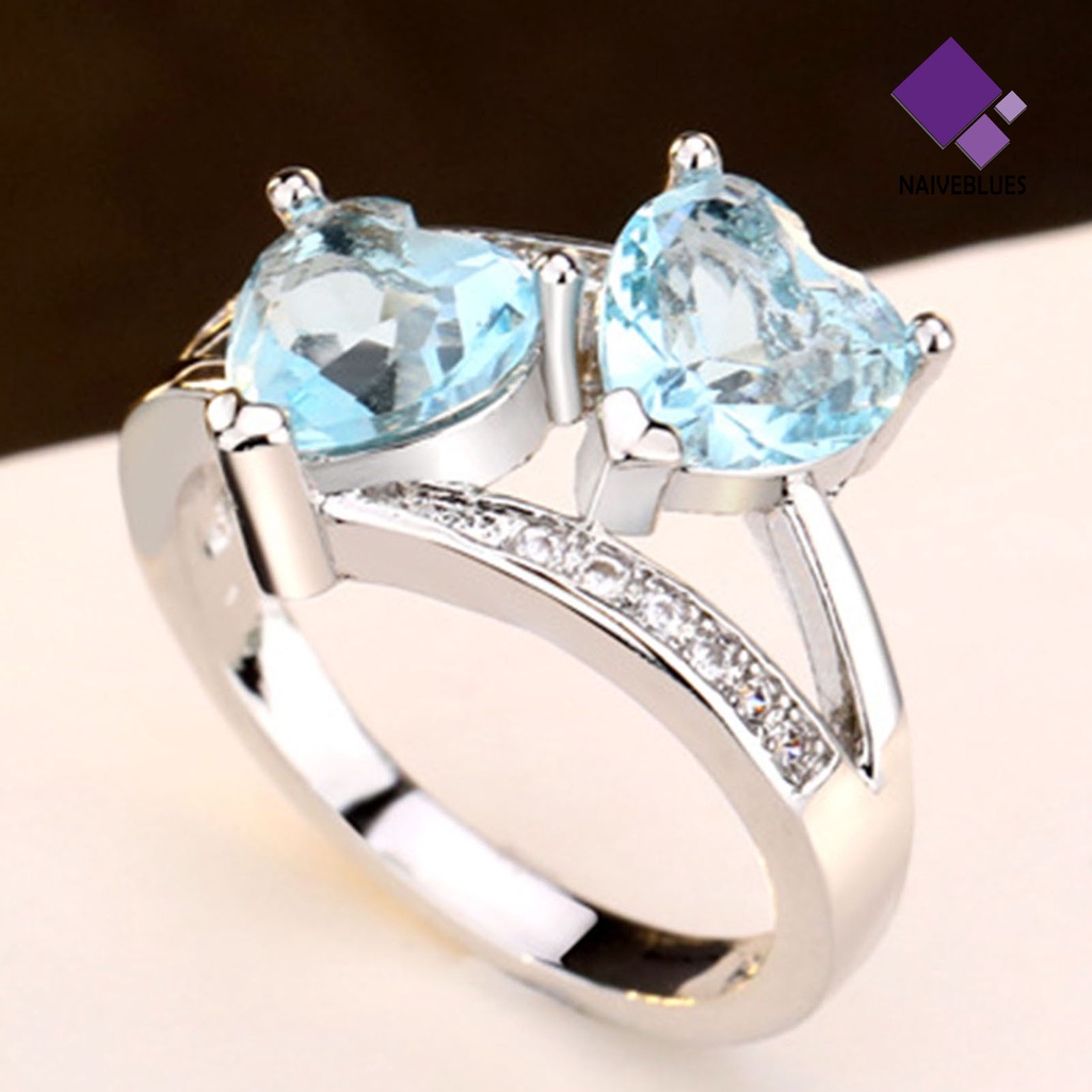 &lt; Naiveblues &gt; Cincin Alloy Portable Ringan Dekorasi Jari Logam Kecil Bentuk Cinta Pertunangan Untuk Wanita