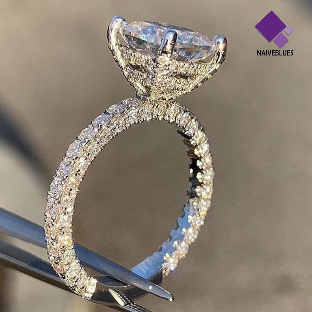 &lt; Naiveblues &gt; Wanita Cincin Kotak Besar Cubic Zirconia Perhiasan Fashion Penampilan Jari Cincin Pernikahan