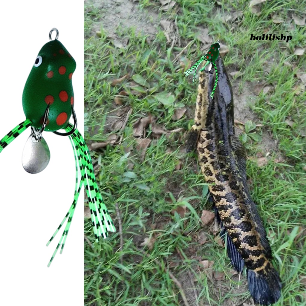 Bo-3 cm Memancing Umpan Spinner Payet Dengan Jumbai Berongga Dual Kait Simulasi Pengecoran Panjang Buatan PVC Lembut Snakehead Frog Bait Perlengkapan Memancing