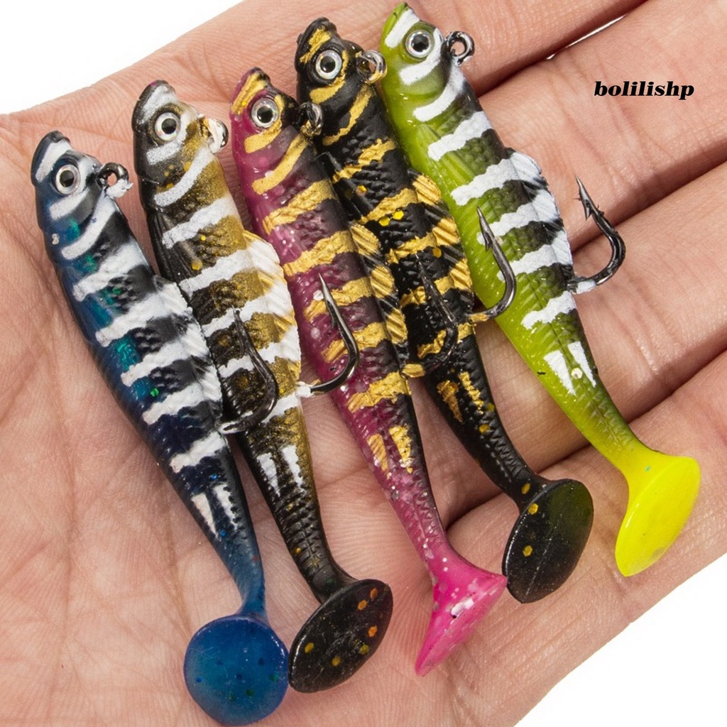 Bo-6cm Memancing Umpan T Ekor Realistis 3D Simulasi Fisheyes Tajam Kait Warna Cerah Angling Universal Tenggelam Lembut Memikat Buatan Umpan Penggunaan Luar Ruangan