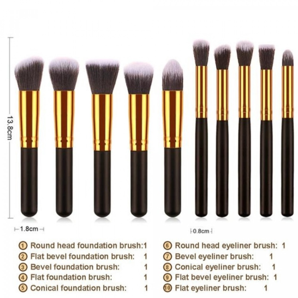 Biutte.co kuas make up wajah 10 PCS 1 set lengkap