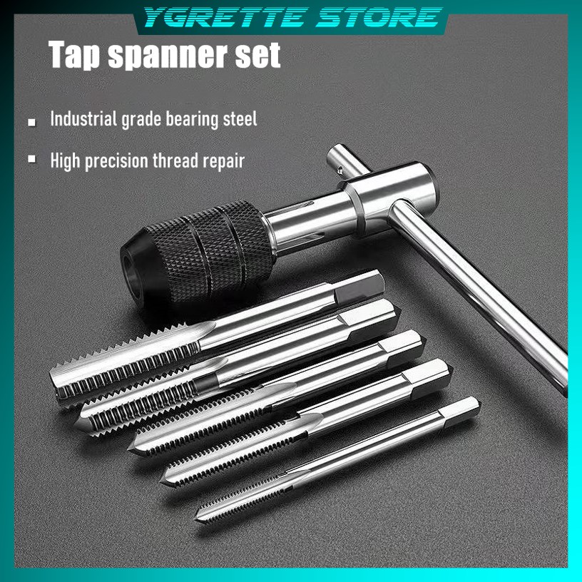 YGRETTE - Alloet Mata Bor Wrench Drill Bit Hand Tapping Twist Bit 6 PCS - H21 - Silver ALAT TAPING TAP MANUAL