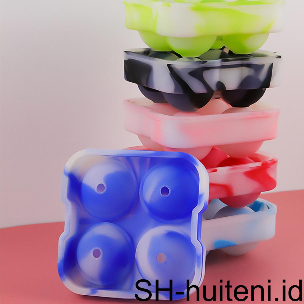 Ice Cube Tray 4grids Silicone Cetakan Bola Es Reusable Kitchen Bar Baking Maker Dengan Tutup