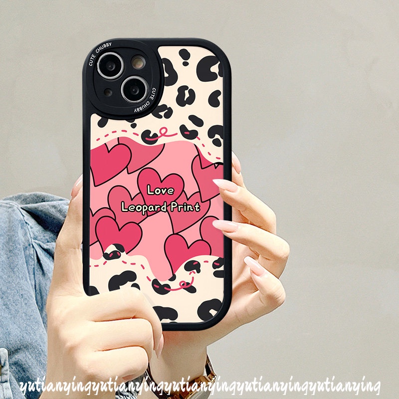 Art Love Heart Soft Case Untuk Realme C53 C15 C25Y C21Y C35 C11 C30 C20 C55 C31 C20A C17 C12 C25s C21 GT C2 C3 6i 6s 5 6 8 10 Pro+5i 7i 8Pro 5 8i 9i Fashion Leopard Sarung Print