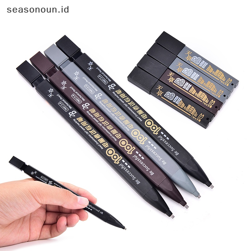 Seasonoun 2B Hitam Lead Holder Ujian Pensil Mekanik Dengan Lead Refill Set Perlengkapan Kantor.