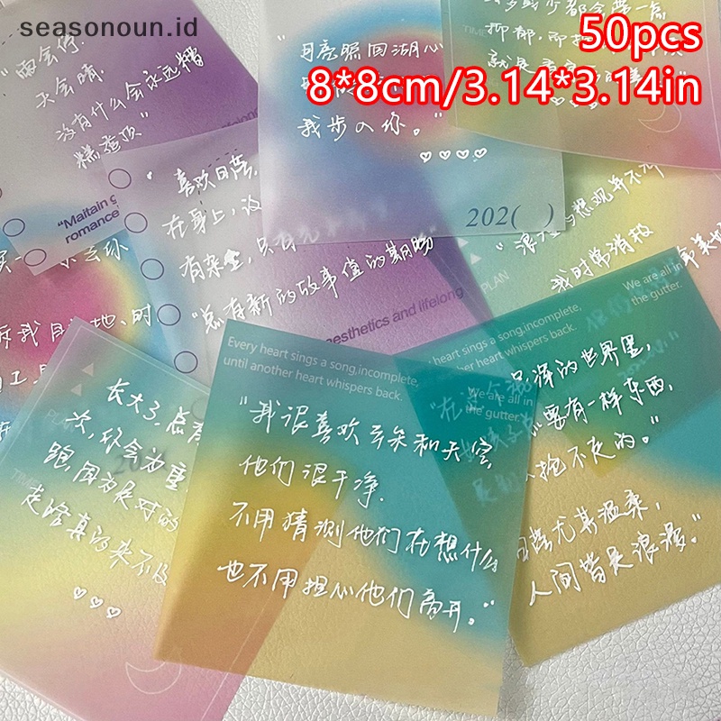 Seasonoun 50pcs Cute Novelty Gradient Color Transparan Lengket Indeks Tab Penanda Halaman Bookmark Stiker Untuk Alat Tulis Perlengkapan Kantor Sekolah.