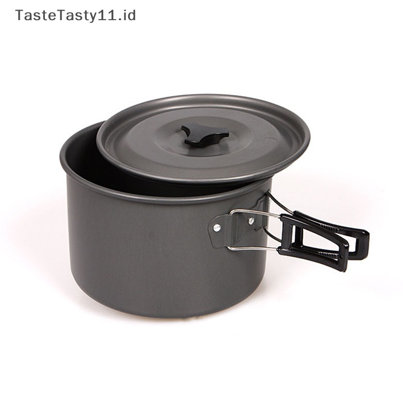 Tastetasty Camping Cookware Set Aluminium Non Portable Peralatan Makan Luar Ruangan Ketel Panci Cookset Masak Panci Mangkok Untuk Hiking BBQ Piknik.