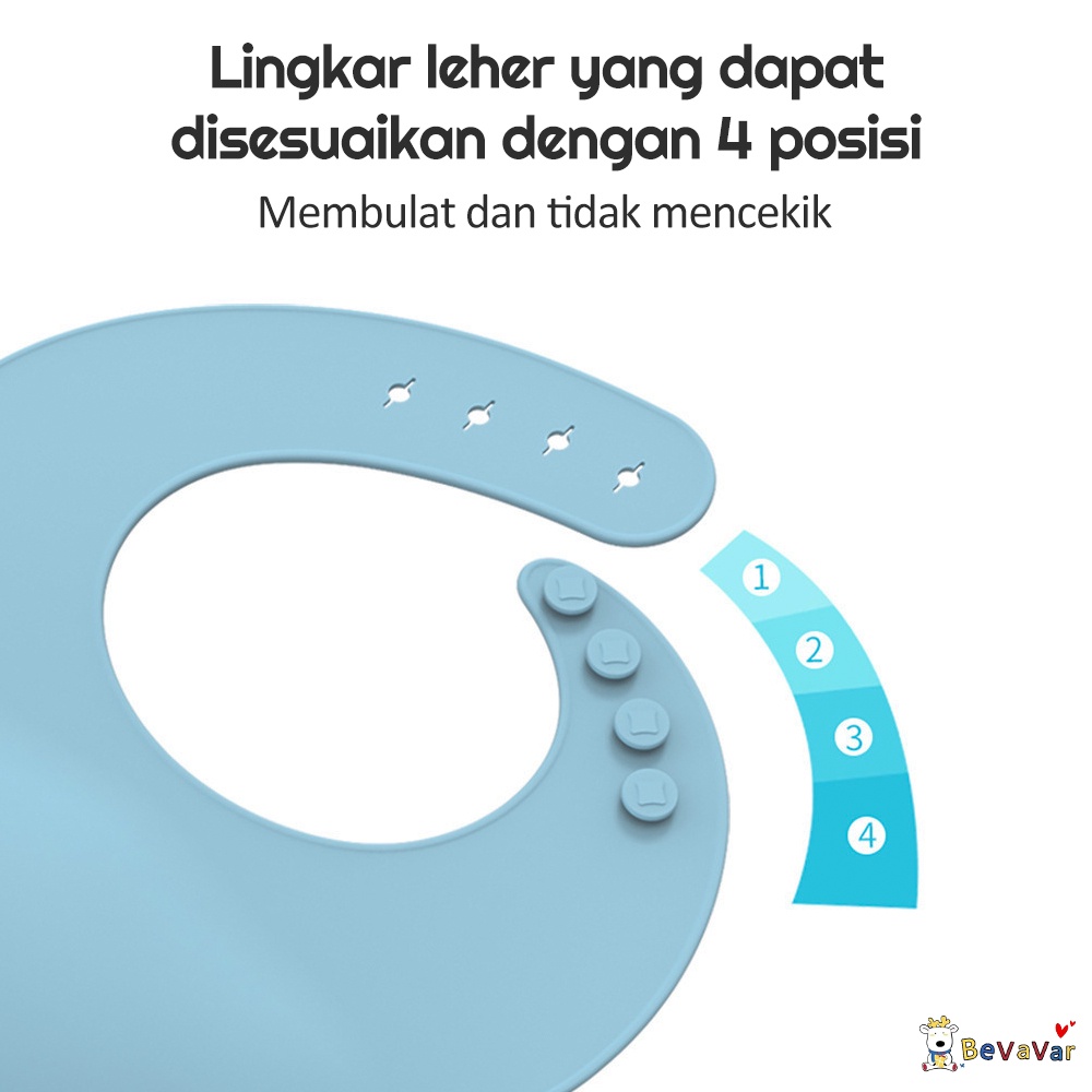 BEVAVAR 3 In 1 Alat Makan Anak Bayi Silikon Mangkuk Bayi Sendok Bayi Celemek Makan Bayi Silikon Waterproof