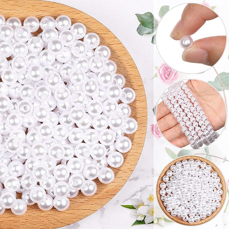 Dengan Manik-Manik Longgar Akrilik Bulat Lubang Untuk Membuat Perhiasan DIY Gelang Kalung Anting Tusuk Jarum Sekitar 1150pcs Round Loose Spacer Beads 3-14mm ABS Manik-Manik Mutiara Imitasi