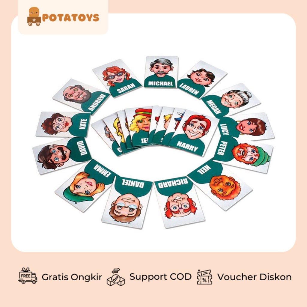 [ Potatoys ] Mainan Anak Tebak Gambar Board Game Who is it / Board Game / Family Game / Mainan Anak Edukasi