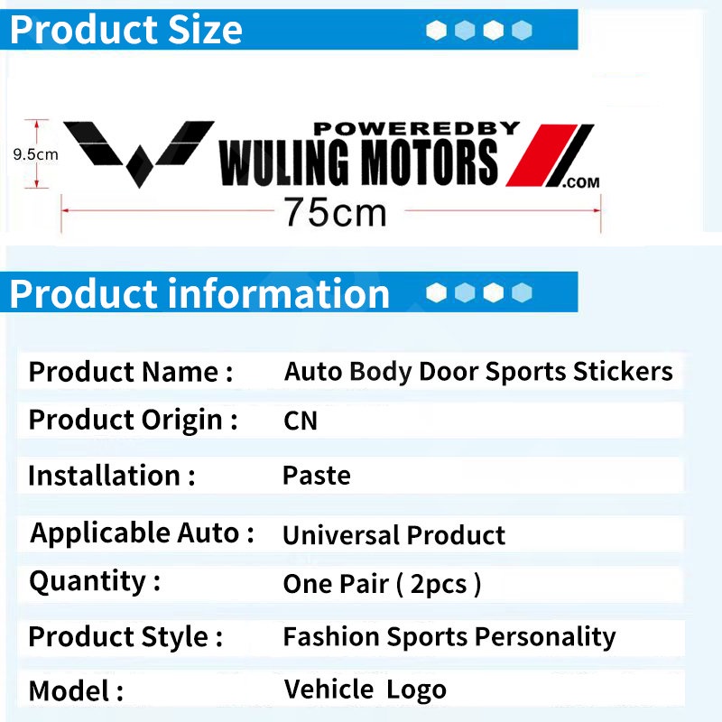 Wuling Stiker Mobil Auto Door Side Body Decor Decals Anti Gores Cover Lecet Untuk Wuling Almaz Cortez Confero s Alvez Victory Formo Mini Air EV Aksesoris Dekorasi Mobil