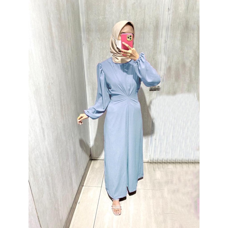 Terbaru - NOVIA MIDI DRESS GAMIS WANITA MUSLIMAH AIRFLOW CRINCKLE