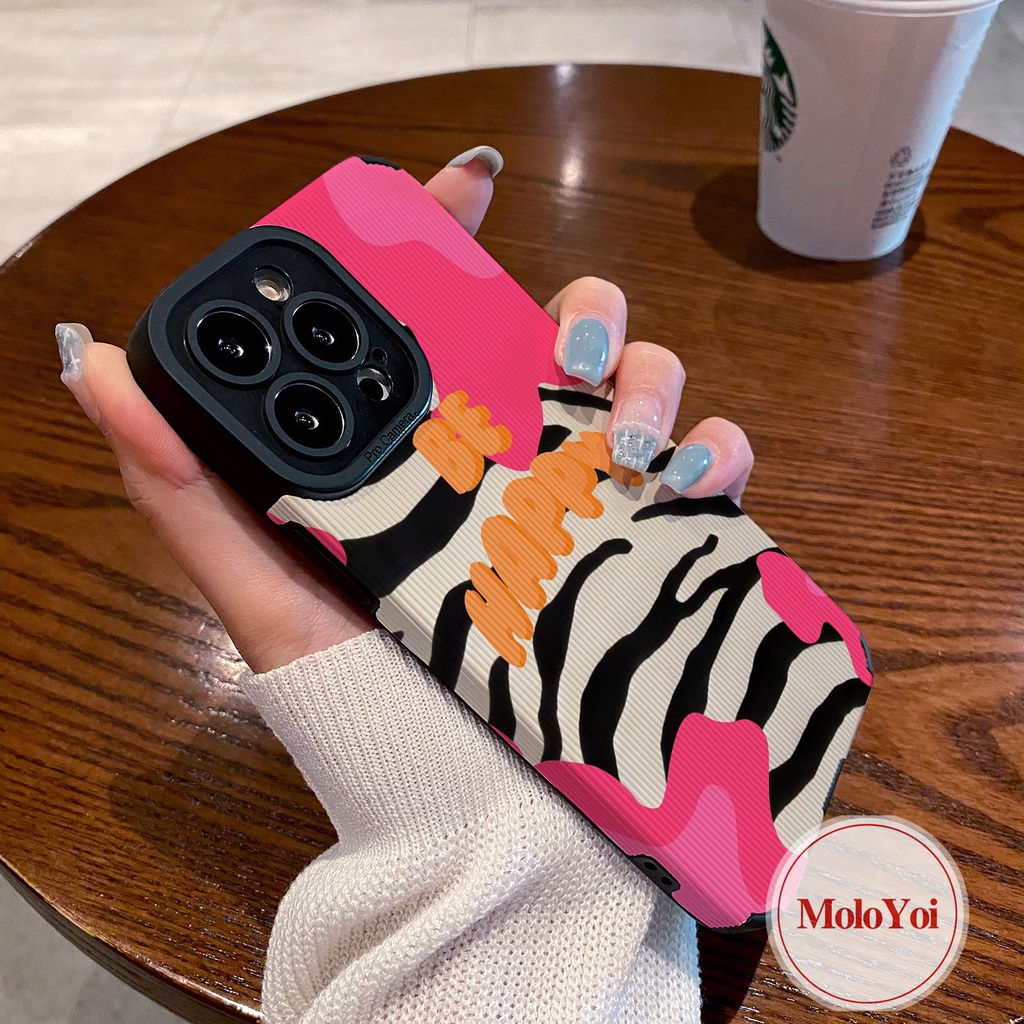 IPHONE Casing Motif Zebra Tekstur Kulit Mewah Untuk Iphone11 14 12 13 Pro Max 7Plus XR X XS Max8 7 Plus Shockproof Silikon Lembut Tpu Fashion Leopard Phone Cover