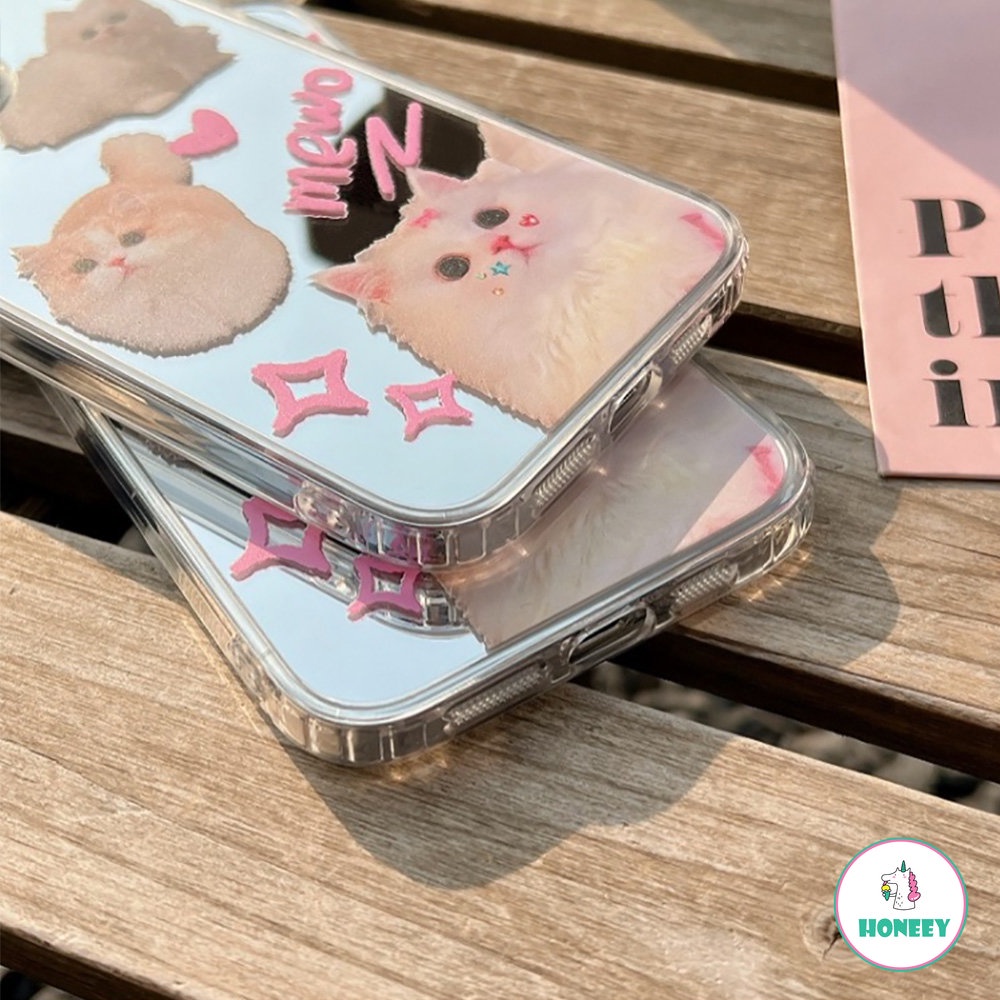 Casing Ponsel Kucing Cermin Kartun Yang Indah Untuk iPhone 14 Pro Max13 12 Pro Max11 Shockproof Lembut TPU Pelindung Handphone Cover