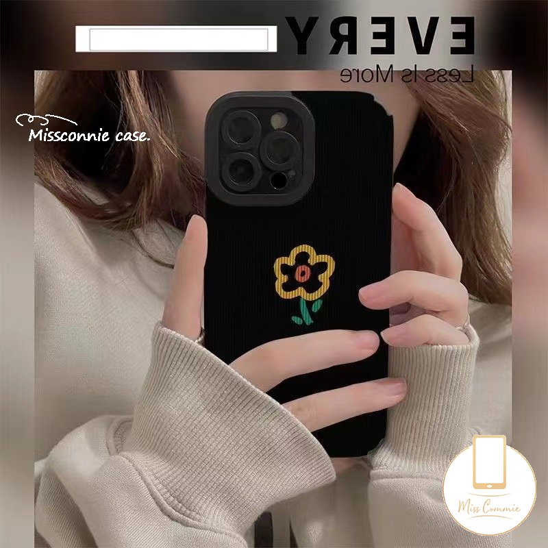 IPHONE Casing Ponsel Motif Bunga Tekstur Kulit Mewah Kompatibel Untuk Iphone11 14 12 13 Pro MAX 7Plus 8Plus XR X XS Max7 8 Plus Tulip Bunga Vintage Sederhana Tahan Guncangan Soft Cover