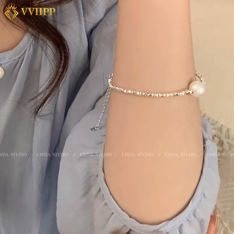 Indah Gelang Perak Untuk Wanita Mutiara Blok Logam Manik-Manik Rantai Bracelets Aksesoris Perhiasan