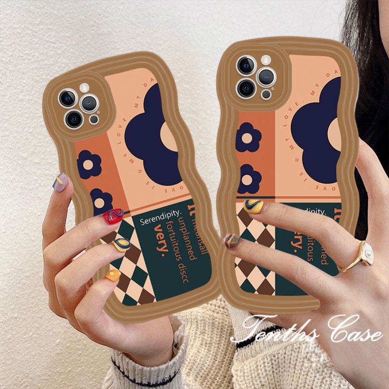 Untuk Samsung S23 S22 S21 S20 Plus S23 S22 S21 S20 Ultra S20 FE S21 FE Note 20Plus Note 20Ultra Wave Edge Rhombic Flower Phone Case