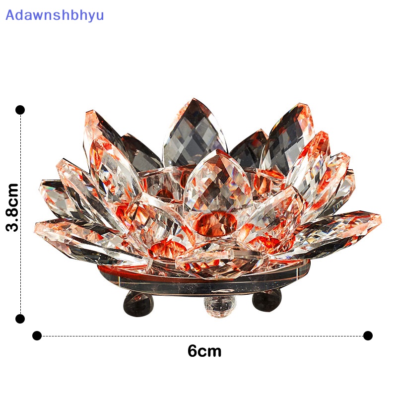 Adhyu 60mm Kristal Lotus Bunga Kerajinan Kaca Fengshui Ornamen Patung Hadiah ID