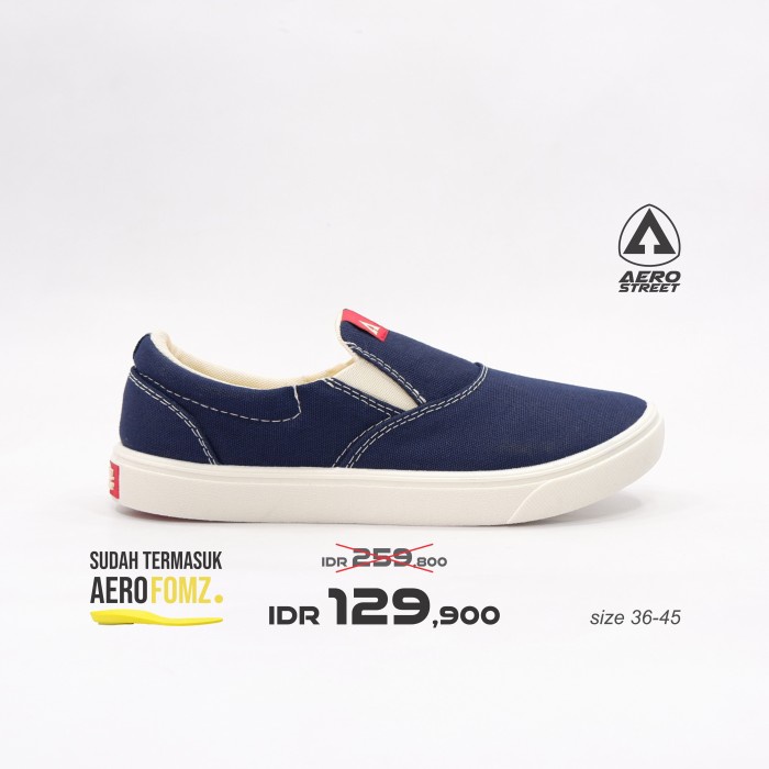 (COD) Aerostreet 36-45 Comfy Navy - Sepatu Slip On Slop Pria Wanita 21GG24 - 39