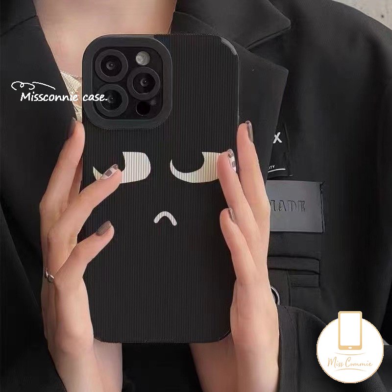 Casing Kompatibel Untuk iPhone 7Plus 14 11 12 13 Pro MAX X7 8 Plus XR XS MAX Tekstur Kulit Simple Mewah Kartun Ekspresi Lucu Shockproof Silicon Tpu Soft Case Cover