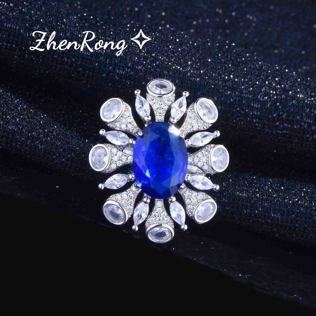 Goldkingdom Aksesoris Perhiasan Fashion Ready Stock 15karat Berlian Biru Royal Set Mewah Liontin Cincin Warna-Warni Anting Harta Karun