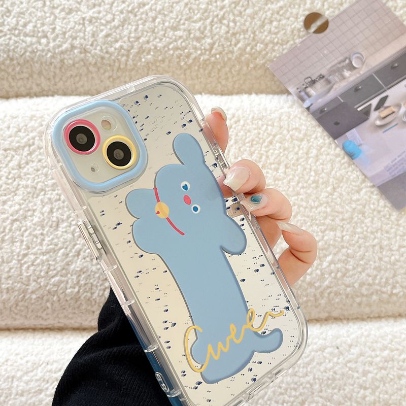 【Ice Cream Mirror】Soft Case IPhone 11 12 13 14 Pro Max Women's Gift Cute Blue Pet Puggy Dog Clear Phone Case Make up