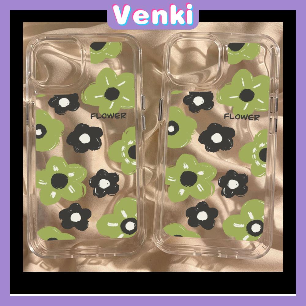 For iPhone 11 iPhone Case Clear Big Hole Space Case TPU Soft Case Shockproof Protection Camera Cute Green Flower Compatible with iPhone 14 13 Pro max 12 Pro Max 11 xr xs max 7 8