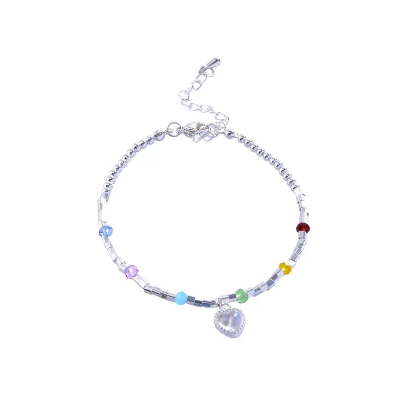 Ins Trendi Korea Gaya Baru Manik-Manik Moonlight Cinta Hati Liontin Kalung Wanita Musim Panas High-End Klavikula Rantai Niche Gelang