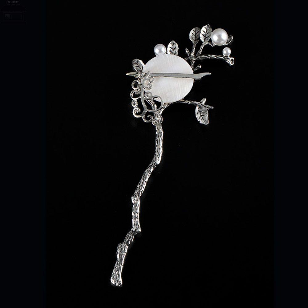 Agustina Moon Hair Stick Hiasan Kepala Klasik Vintage Mutiara Rambut Disk Hadiah Perempuan Wanita Women Hair Fork