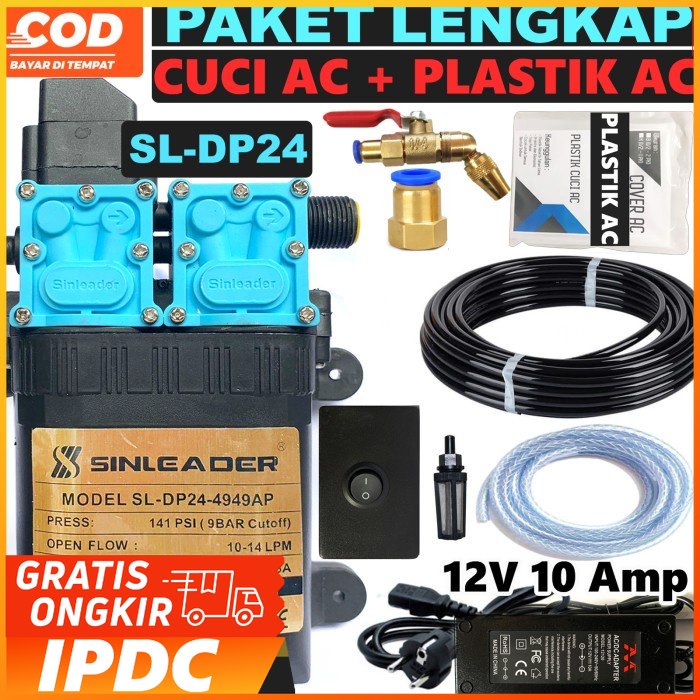Paket lengkap Cuci AC dual pump Sinleader SL DP24 + Plastik Cover AC