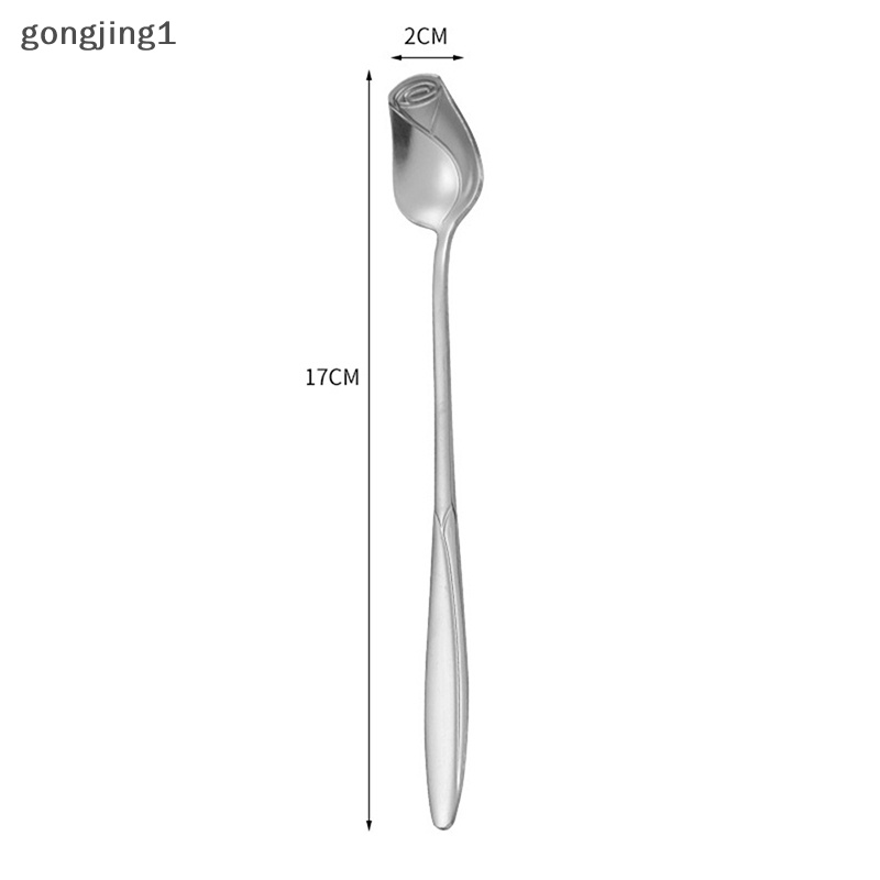 Ggg Sendok Pencampur Mawar Stainless Steel Gagang Panjang Sendok Kopi Teh Untuk Dessert Madu ID