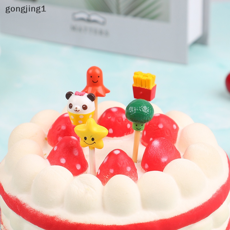 Ggg 5Pcs Random Kartun Hewan Kue Buah Garpu Tusuk Gigi Buah Bento Aksesoris ID