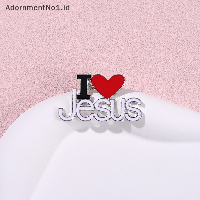 [AdornmentNo1] Trendy Bros Pin I LOVE JESUS Saint Christ Metal Badge Lapel Pin Vintage Boutonniere Kerah Wanita Tas Sweater Bros Perhiasan [ID]