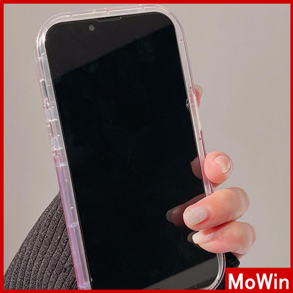 For iPhone 14 Pro Max iPhone Case Laser Reflective Clear Phone Case TPU Soft Case Airbag Shockproof Gradient Pink English Compatible with iPhone 13 Pro max 12 Pro Max 11 xr xs max