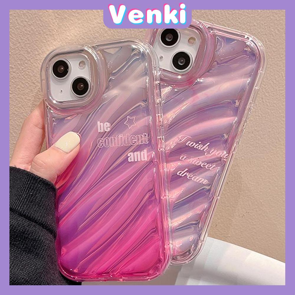 VENKI - For iPhone 11 iPhone Case Laser Reflective Transparent Phone Case TPU Soft Shockproof Airbag Case Protection Pink English Compatible with iPhone 14 13 Pro max 12 Pro Max